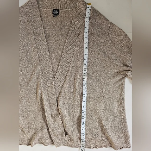 Eileen Fisher 3x Linen Cotton Blend Taupe Open-Front Cardigan - Picture 6 of 8